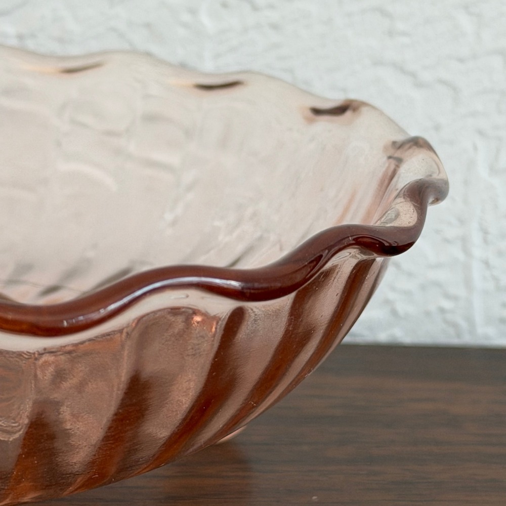 Vintage Pink Depression Glass Footed Bowl 30s 40s Candy Dish Cottagecore